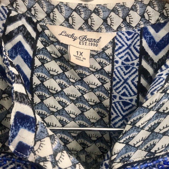 |Lucky Brand| Beaded Chevron Boho Blouse Top Sz 1X - Picture 5 of 5
